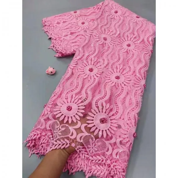 아프리카 골치 아픈 건드린 레이스 원단 고 Eembroidery 웨딩 드레스 바느질을위한 프랑스 나이지리아 레이스 원단 5 야드