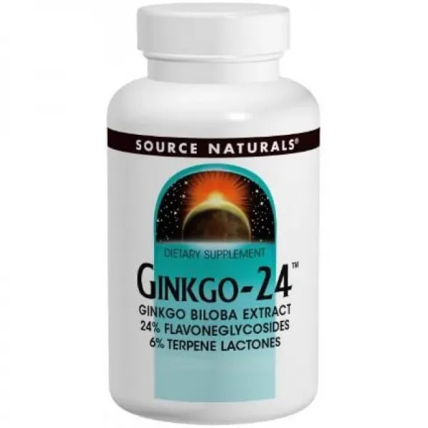 Source Naturals Ginkgo-24-은행 나무 추출물 120 mg은 정신력을 지원합니다-60 정제, 1