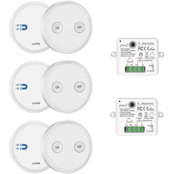LoraTap 키트 무선 스위치 2 R©ceptors 2500W 포트©e 200M 3 라디오 868Mhz 발행자 10 년 자율성 Va