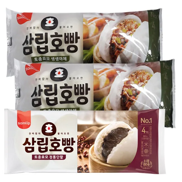 보아스몰 삼립 야채호빵 2봉 + 단팥호빵 1봉, 1세트, 360g