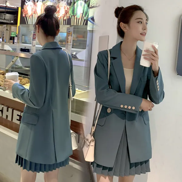 Okseller1 단정한 트렌디 테일러드 자켓x플리츠 미니스커트 세트