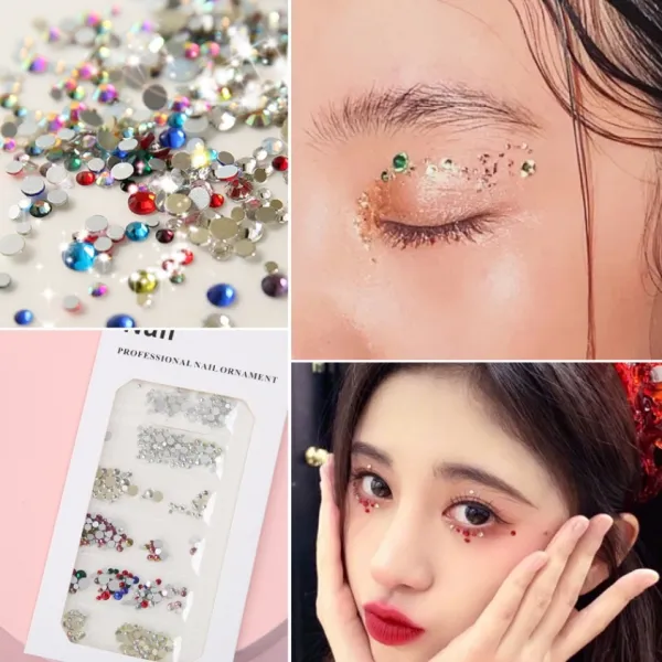 엘네티 글리터 색조메이크업 눈초리 스티커 별 눈물 사마귀 첩 라이크 무대 화장함 선명한 규빅 펀치크 장식, R45- 플랫 멜란  컬러드릴 (금저
