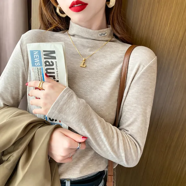 반폴라 2021봄가을 뉴타입 양면 융 반터틀넥 이너셔츠 여자기모 보온 긴팔소매 T도매업을