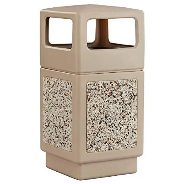 Safco Products Canmeleon 옥외 실내 골재 패널 쓰레기통 9472TN Tan 자연석 패널 옥외 실내 사용 3, 상세 설명 참조0, 탠 껍질
