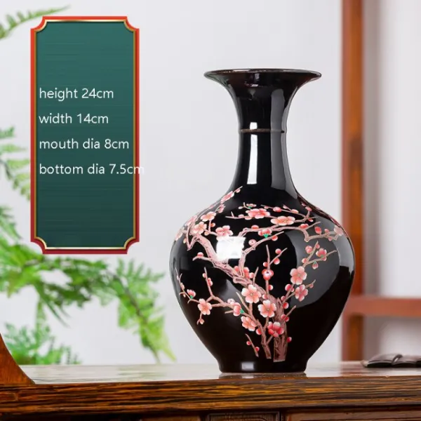 자게화병 Jingdezhen 급격히 유약 블랙 세라믹 꽃병 로터스 패턴 현대 홈 앉아 룸 장식품, k