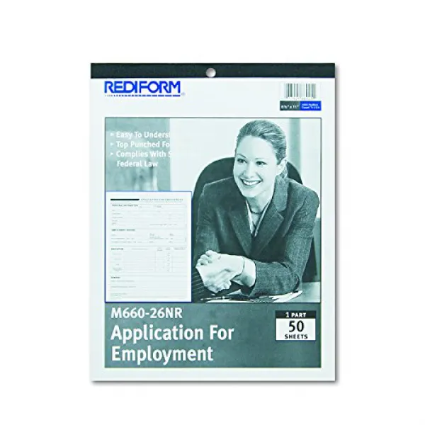 Rediform M66026NR Employment Application 8 1/2 x 11 50 Forms Rediform M66026NR 고용 신청서 8 1/2 x 11, nullSET