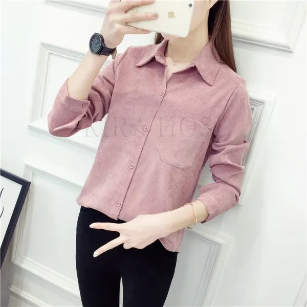 kirahosi 모던 여성 코듀로이 셔츠 골덴 남방 캐주얼 캠퍼스 79호+덧신증정 Allfokc