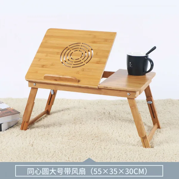 노트북 책상 각도조절 학생 침실 작은 테이블 접이식 테이블, 동심원 큰 두꺼운 3 층 보드 일방적 인 터닝 팬 (55 * 35 * 30)