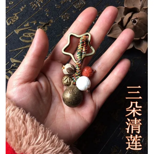 키홀더 세송이 천연 청연 열쇠고리 바삭한소리 가방 오래된 황동 호랑이헤드 에스닉스타일