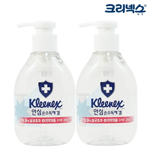 크리넥스 안심 손소독제 겔 250ml, 2개