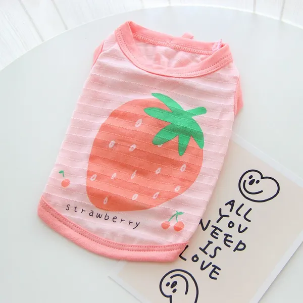 2개 감점 5 테디 펫 강아지 고양이 옷 은 털 보미비 곰 옷 여름 얇은 작은 개를 제거 합니다, 딸기 조끼
