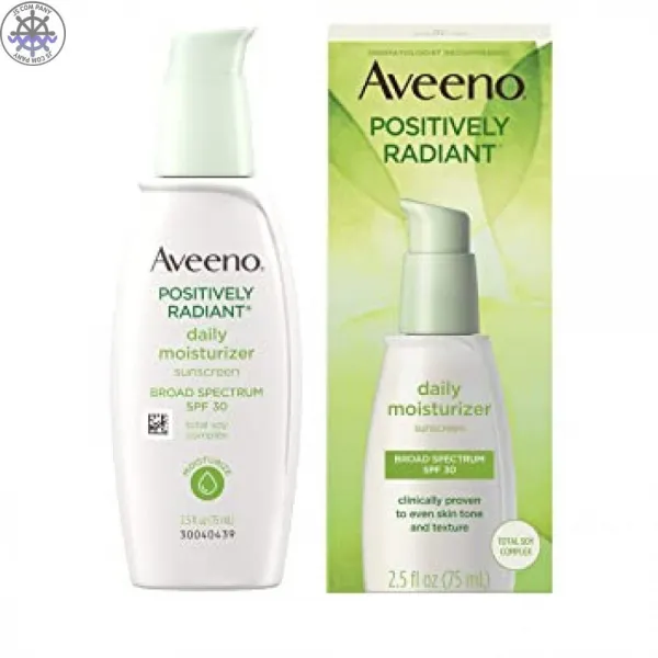  Aveeno Aveeno 긍정적 인 방사형 스펙트럼 Spf 30 Sunscreen And Tone And Texture Hypoallergenic Oil Free 및 비 코난로 니켈 2.5 Fl에 대한 균일 한 싱크 And 총 간장 복합체 온스 1개