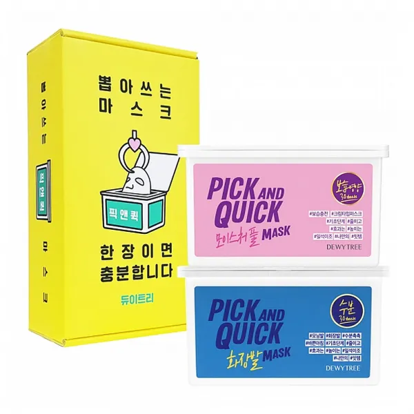 듀이트리 픽앤퀵 뽑아쓰는 마스크팩 화장발+모이스처풀+선물박스, 2개, 30매