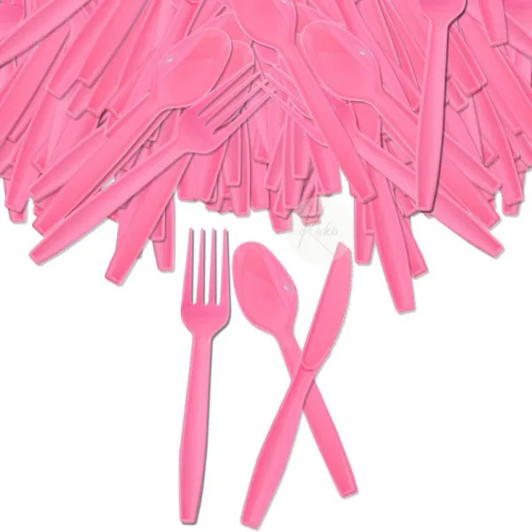 Kicko Pastel Pink Premium Cutlery - 108개 작품 - 케이터링 파티 웨딩 리셉션 공식 만찬 연회 매일 식사 시간, 단일옵션