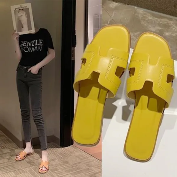 미미100 캐주얼한 H 플랫 7색 여성 슬리퍼 샌들