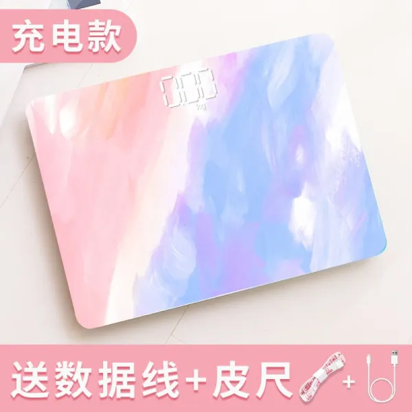 Muhan 정상적으로 발송 가능 순 풍 전자 저울 가정용 소형 체중계 정확 인체 스마트 여자 기숙사 소체 업그레이드 은 스크린 분말 보라색 충전 금 상세페이지 참조