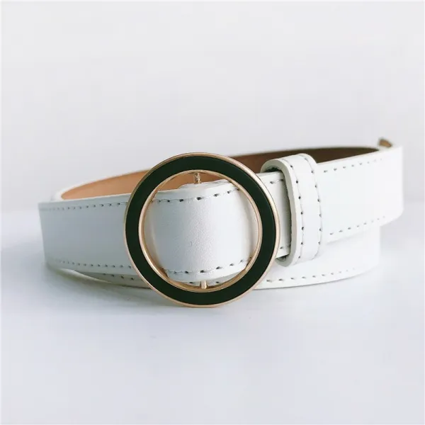 에스와이컴퍼니 자동 가죽벨트 무 공 여성 허리띠 스타일리시 트렌드 장식 합금버클 블랙