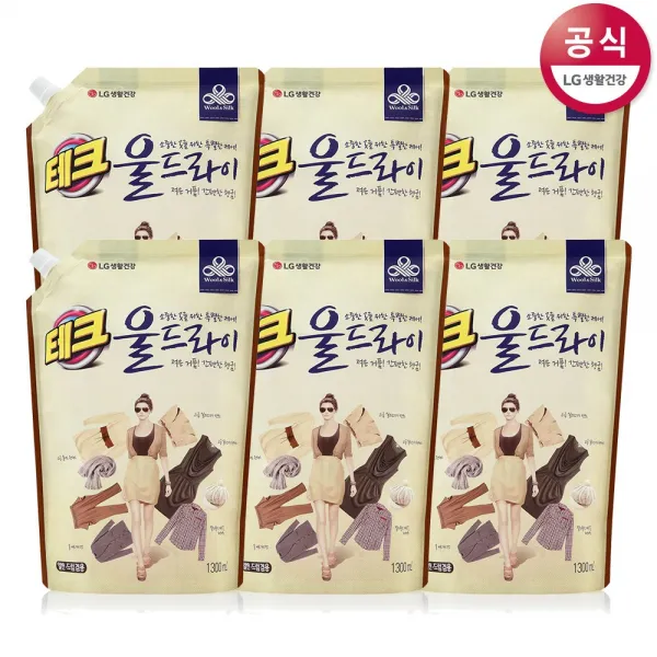 테크 울드라이 세제 리필, 1.3L, 6개