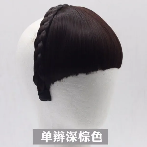 가발 머리띠 히든 박진감 댕기, 1, 다크브라운 겹앞머리