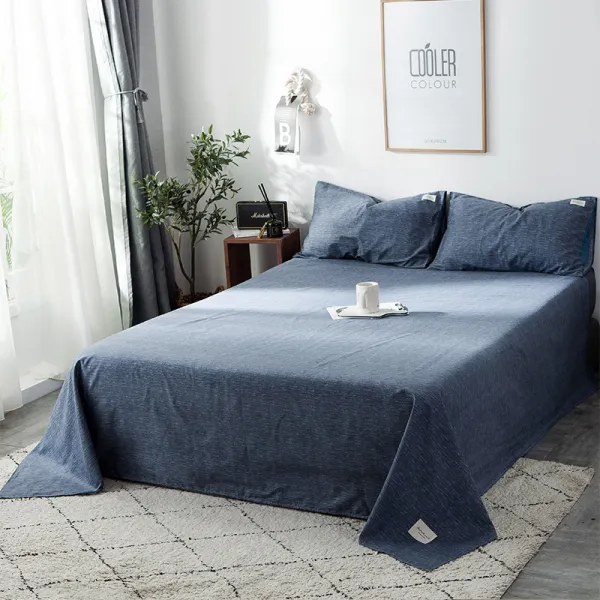 슈퍼싱글글매트커버세트 순면 워싱면 침대커버 싱글 일식 단색 맨몸으로수면 소프트 싱글더블 1.5m1.8미터 침대시트 C08 245x265cm/원각 침대커버+베개커버 한쌍