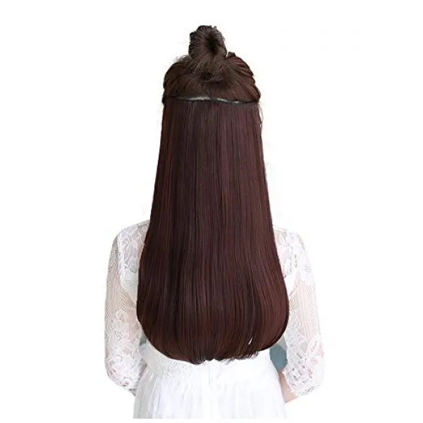 YJINCO 에쿠 목덜미 가발 가발 긴 칼 익스텐션 클립 내열 5 개 고정 용 클립을 붙여 40 / 50 / 60cm YJWJ001-nblk40