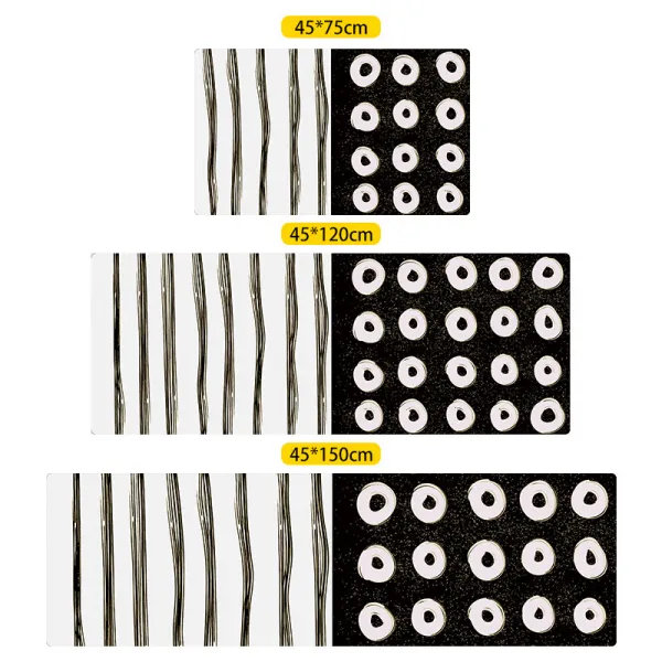 가죽 pvc 카펫 주방 욕실 매트리스 닦다 기름 방지 카펫 입주 현관 발판, 45X150+45X180CM, 흑백이 섞이다