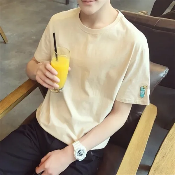 하계티셔츠 캐쥬얼 간결 와이드 루즈핏 체 청년 무드 운동
