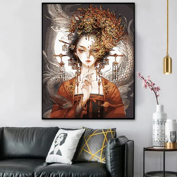 Diy 명화그리기 피포페인팅 꽃 연회 소녀 H + Set + 40 50