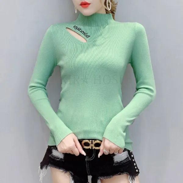 Kirahosi 가을 여성 섹시 트임 하프넥 골지티 + 덧신 증정 Abaxazlx