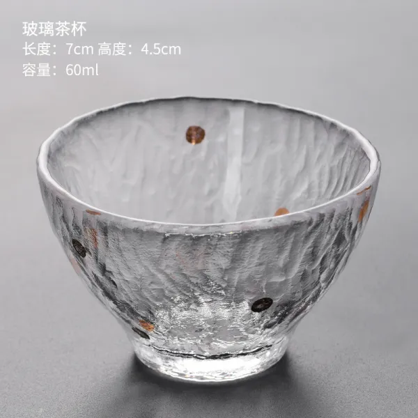복을 빌다 점금 내열 유리차 컵가정용 궁푸차 해머 무늬 컵차를 음미하는 잔 마스터스컵, 포인트 골드 유리차 컵