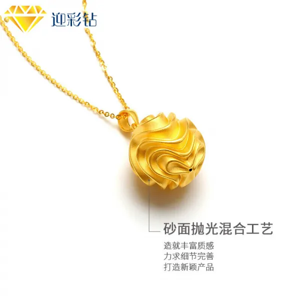 공식 깃발점 로봉상은 2019 신상 정품 골드 아령롱 펜던트 골드 999여성용 목걸이 3D 하드 실버 체인 발송 여자친구 모친 컷팅 실, 단일상품