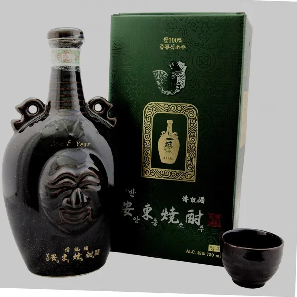양반 안동소주 5년산 전통주 명각 흑자 45도 750ml 잔1, 1개