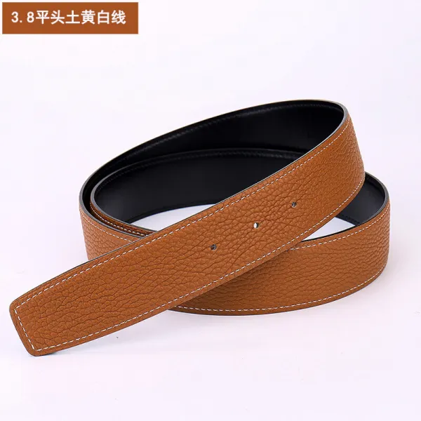 【 브랜드 】 lv8 ck 동일 한 디자인 으로 lv 에 르 메스 가죽 밴드 남 리 얼 가죽 무두대 벨트 에 앞장 서지 않 습 니 다. 펀칭 바 짓 가랑 이 를 덧 대 어 가죽 버클 없 이 착용 하 였 습 니 다 ck. 38 평 두 토 노 란 화이트 라인 115 cm