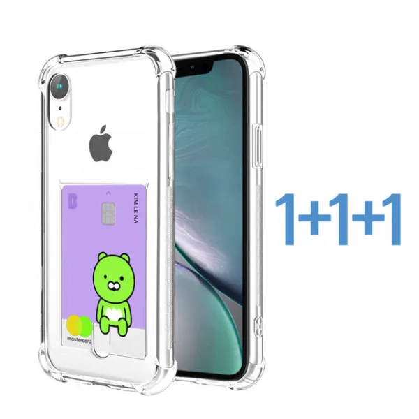스톤스틸 1+1+1 투명 카드수납 범퍼 쿠션 케이스 사은품 단선방지캡2개 휴대폰