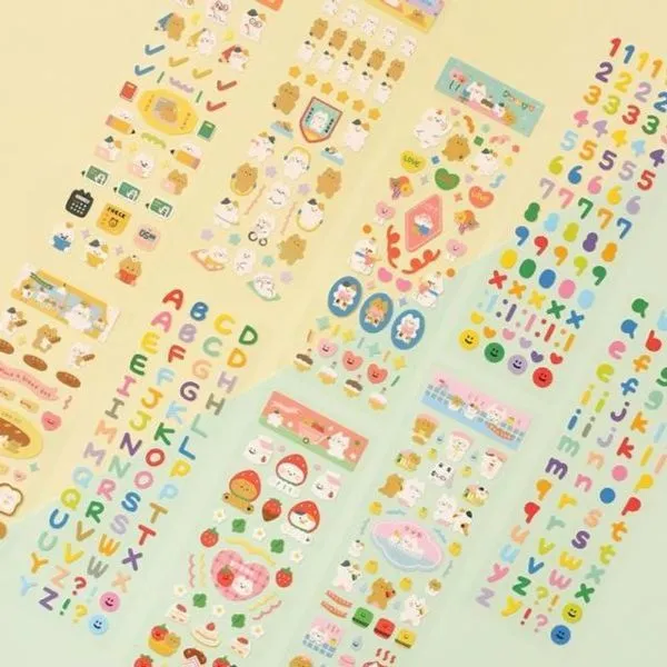  에이치플러스몰 다꾸스티커 리무버 씰 스티커 숫자 알파벳 고양이 6종 디자인:02 운동냥
