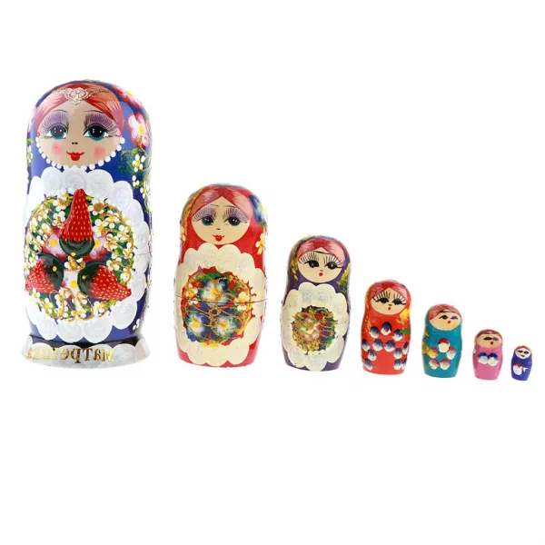 STK7PCS 아름 답게 수 제 나무 러시아 중첩 인형 Matryoshka 소녀 패턴