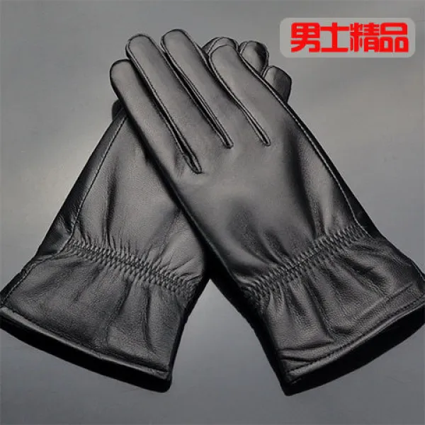 남자양가죽장갑 (Factory Outlet) leather gloves male winter plus thick velvet motorcycle riding gloves Haining lea-625824433483