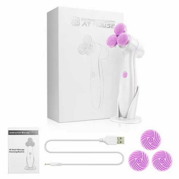 발 각질제거기 방수 전기 페이셜 클렌징 브러시 엑스 폴리 에이 팅 및 딥 스크러빙 안티 에이징 페이스 마, 04 PINK WITH BOX
