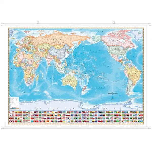나우맵 대륙별지도 10종시리즈 족자 세계전도 여행 포스터 02. 세계지도 국기