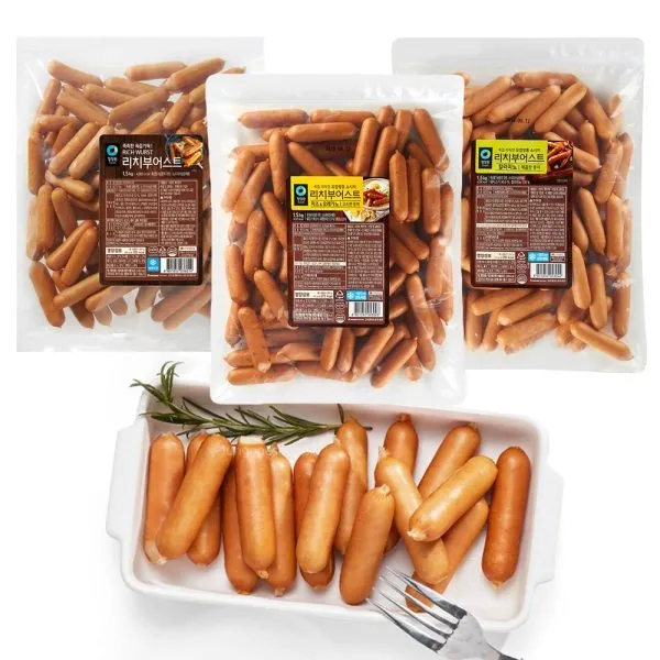 [청정원] 리치부어스트 1.5kg 4종택1 +(증정)야식이야 후라이드 통살치킨, 상세 설명 참조, 직접입력1:칼집비엔나 1.5kg