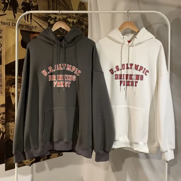 데일리룩 패션 심플 캐주얼룩 그래픽 후드티셔츠