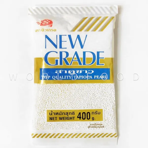 월드푸드 태국 화이트 타피오카 펄 뉴그레이드 화이트사고 버블티, 1팩, 400g