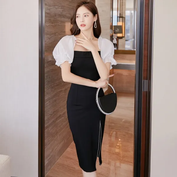 블랙 소야 드레스 여성 만연 평소 프렌치 볼륨 가볍게 사치한 셀럽 점프슈트