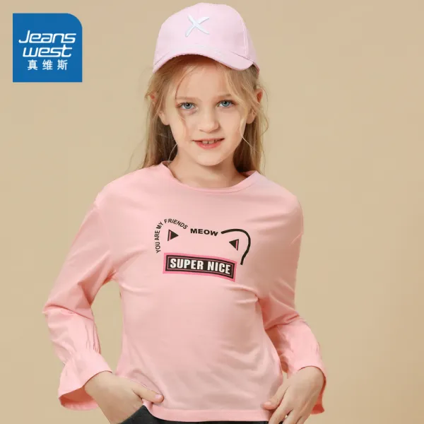 정말 Wies 가을 풀 면 평결 라운드넥 플라워 프린트 나팔소매 긴 소매 티셔츠 라운드티