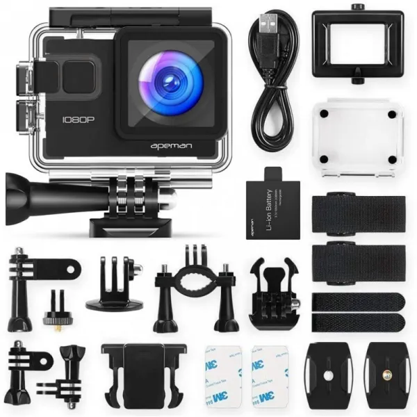 [진화 판] APEMAN A66S 액션 카메라 1080P 고화질 WEB 카메라 1400 만 화소 HDMI 출력 스포츠 카메라 2, 단일상품