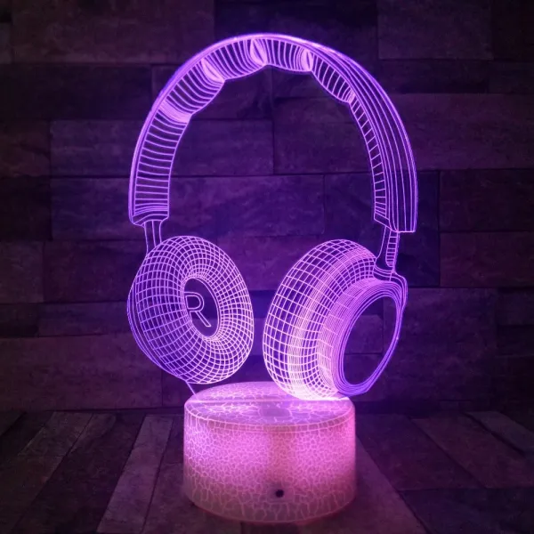 크리 에이 티브 헤드셋 3d 램프 7 색 그라디언트 Led 나이트 라이트 터치 원격 제어 Usb 블루투스 스피커 3d Illusion 오류시 연락주세요