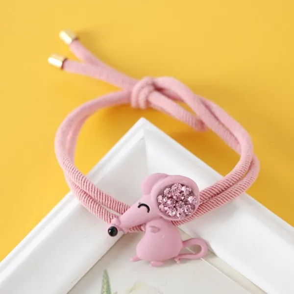 본S인터내셔널큐빅 눈웃음 쥐 머리끈(핑크) 큐빅쥐모양머리끈 귀여운머리끈 헤어고무밴드 머리끈 예쁜머리끈_UJUY숄 +JHKJ