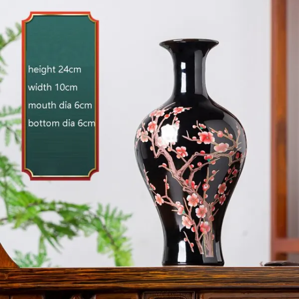 자게화병 Jingdezhen 급격히 유약 블랙 세라믹 꽃병 로터스 패턴 현대 홈 앉아 룸 장식품, l