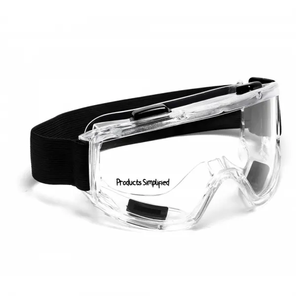 by Products Simplified 단순화 된 제품 | 다목적 남녀 안전 고글 (PPE) ANSI Z87 CE EN166 자외선 차단 |안개 방지 작업장 고글 긁힘 조절 가능한 스트랩 투명 와이드 비전 렌즈