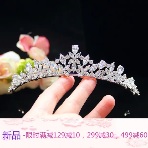 베이직한 지르콘 목걸이 귀걸이 세트 신부 액세서리 웨딩드레스 액세서리 만찬회 세리콘 지르콘, 단일상품